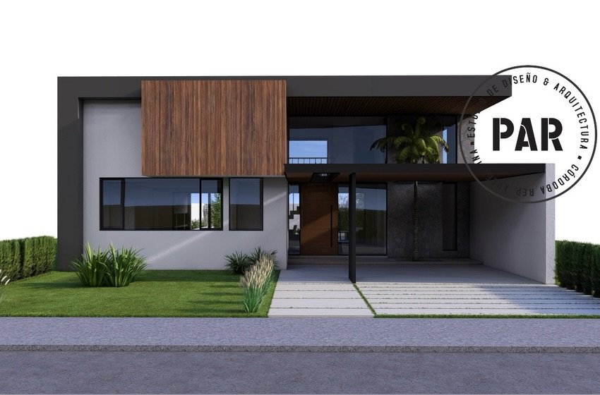 Fachada con revestimiento de madera, anteproyecto